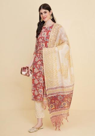 Picture of Taking Cotton Indian Red Readymade Salwar Kameez