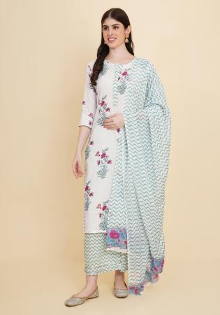 Picture of Beauteous Cotton Off White Readymade Salwar Kameez