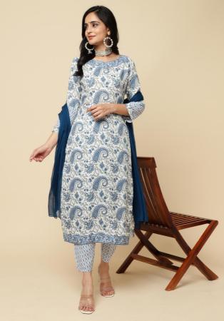 Picture of Pretty Cotton Off White Readymade Salwar Kameez
