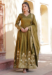 Picture of Pretty Chiffon Dark Olive Green Readymade Gown