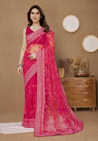 Picture of Elegant Net Crimson Saree