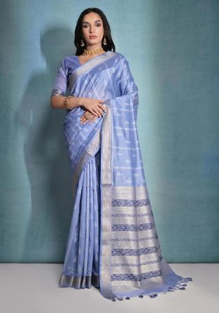 Picture of Exquisite Silk Light Steel Blue Saree