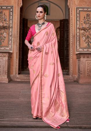 Picture of Amazing Satin & Silk Light Pink Saree