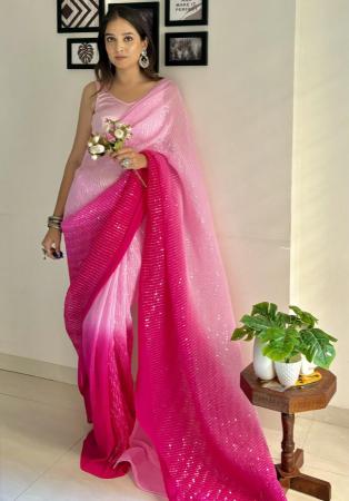 Picture of Wonderful Georgette Pale Violet Red Saree