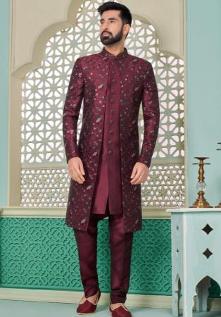 Picture of Elegant Silk Maroon Indo Western