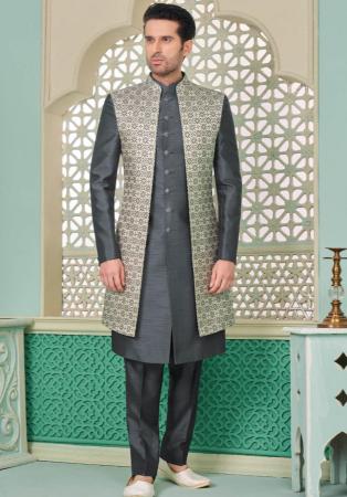 Picture of Comely Silk Dark Slate Grey Indo Western