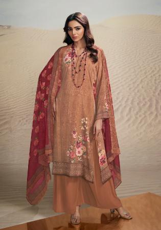 Picture of Admirable Crepe Burly Wood Straight Cut Salwar Kameez