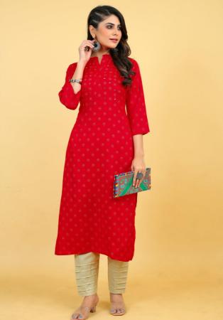 Picture of Fascinating Rayon Red Kurtis & Tunic