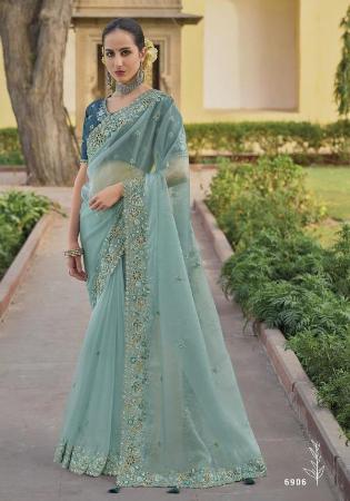 Picture of Bewitching Silk Cadet Blue Saree