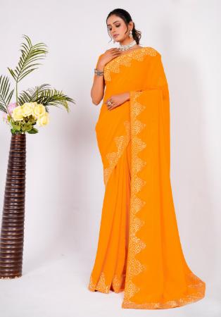 Picture of Statuesque Silk Dark Orange Saree