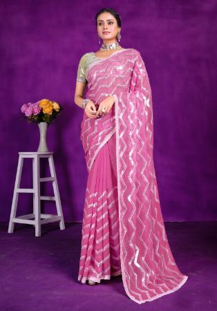 Picture of Wonderful Chiffon Pale Violet Red Saree