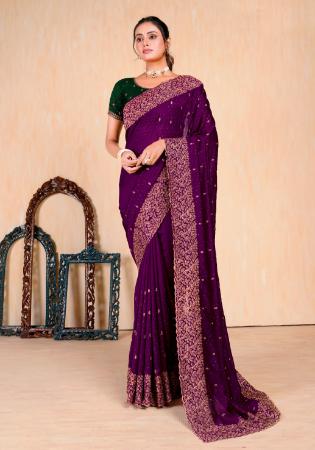 Picture of Beauteous Georgette Purple Saree