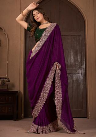 Picture of Comely Georgette Purple Saree