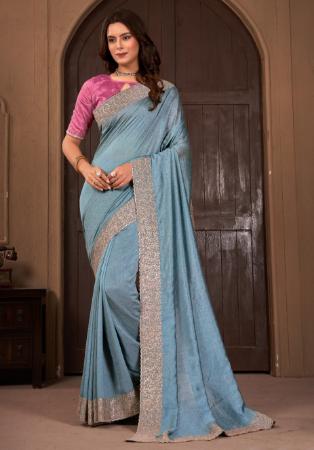 Picture of Beautiful Georgette Slate Grey Saree