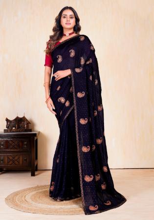 Picture of Admirable Georgette Navy Blue Saree