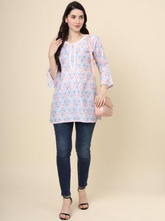 Picture of Shapely Cotton Light Steel Blue Kurtis & Tunic