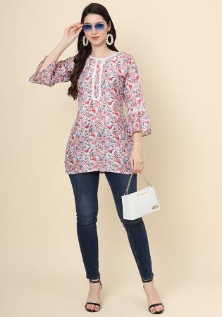 Picture of Appealing Cotton Off White Kurtis & Tunic