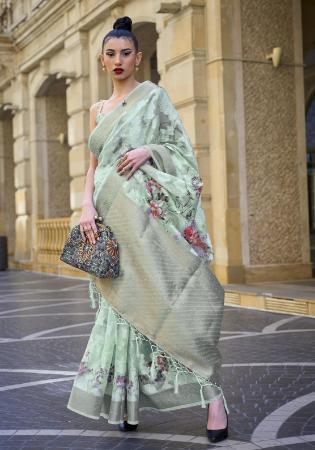 Picture of Lovely Brasso Dark Sea Green Saree