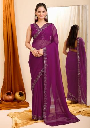 Picture of Radiant Georgette Brown Saree