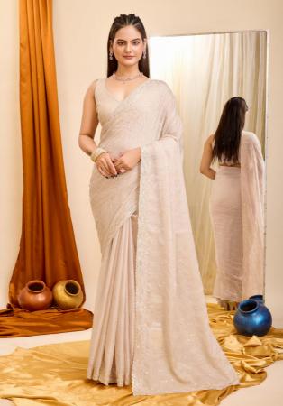Picture of Resplendent Georgette Pale Golden Rod Saree