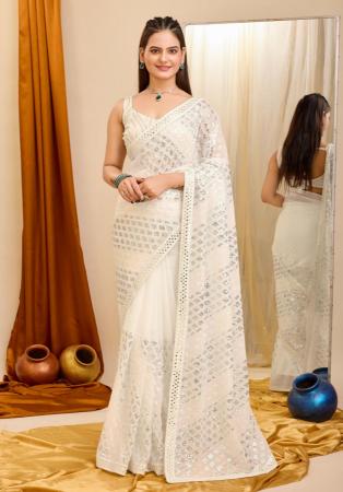 Picture of Bewitching Georgette Beige Saree