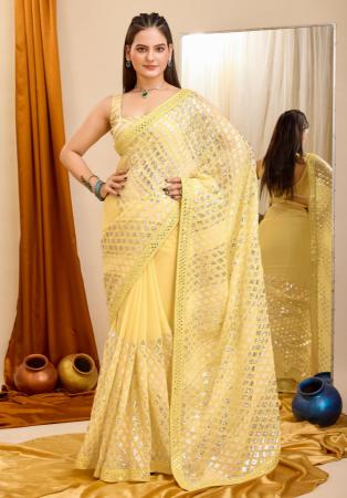 Picture of Magnificent Georgette Sandy Brown Saree