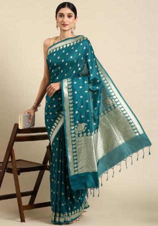 Picture of Graceful Cotton Steel Blue Saree