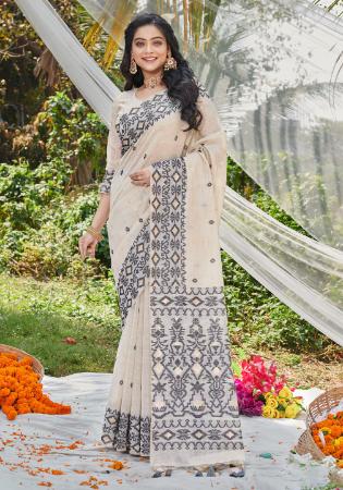 Picture of Shapely Cotton Light Grey Saree