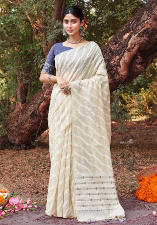 Picture of Lovely Cotton Off White Saree