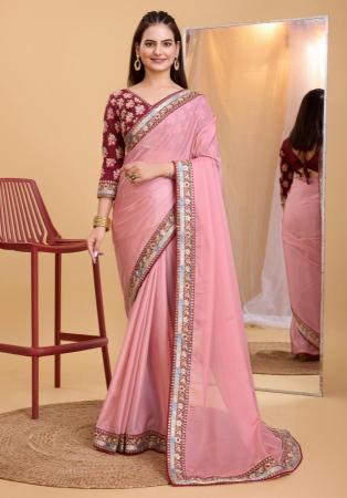 Picture of Splendid Organza Pink Saree