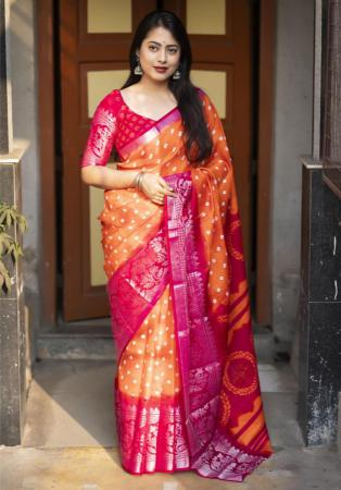 Picture of Good Looking Silk Tomato Saree