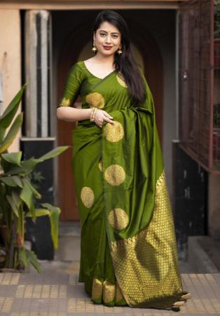 Picture of Good Looking Silk Olive Saree