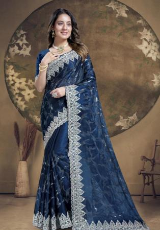 Picture of Charming Silk Midnight Blue Saree