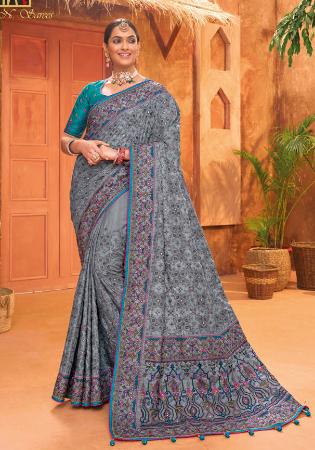 Picture of Ravishing Silk Slate Grey Saree