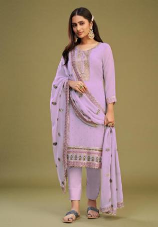 Picture of Ideal Georgette Thistle Straight Cut Salwar Kameez