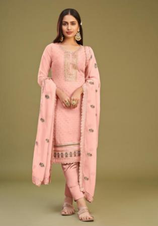 Picture of Fascinating Georgette Wheat Straight Cut Salwar Kameez