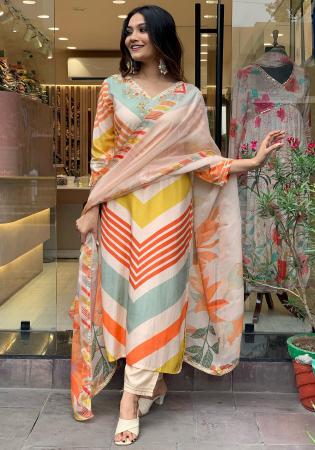 Picture of Enticing Rayon & Silk Linen Readymade Salwar Kameez
