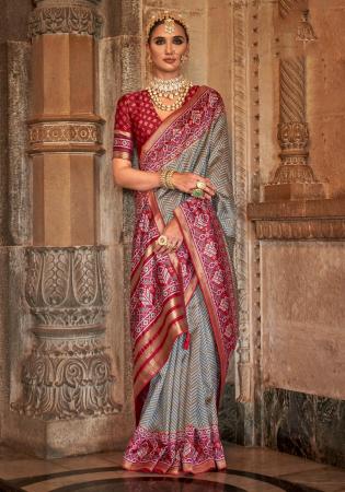 Picture of Good Looking Silk Grey Saree