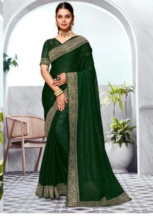 Picture of Nice Silk Forest Green Saree