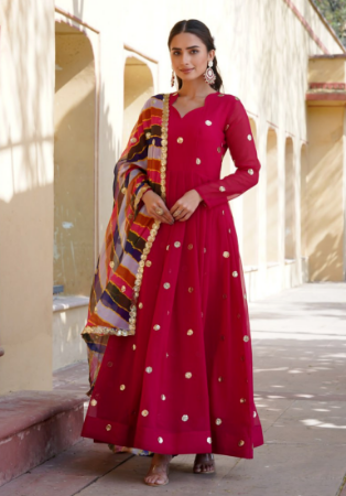 Picture of Classy Silk Rosy Brown Readymade Gown