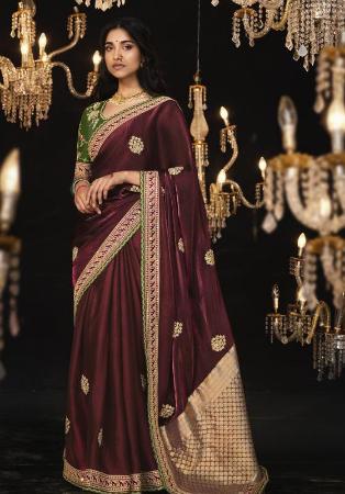 Picture of Ravishing Silk & Organza Brown Saree