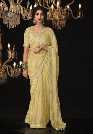 Picture of Excellent Silk & Organza Burly Wood Saree