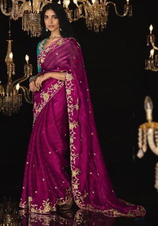 Picture of Grand Silk & Organza Deep Pink Saree