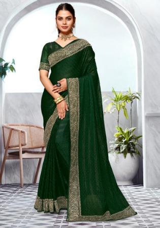Picture of Lovely Silk Dark Green Saree