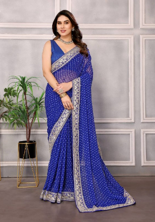 Picture of Ideal Georgette Midnight Blue Saree