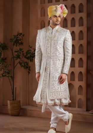 Picture of Marvelous Satin Rosy Brown Sherwani