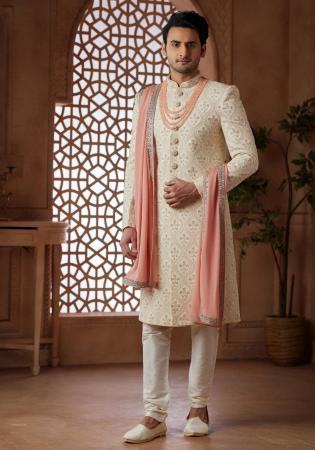 Picture of Excellent Satin Grey Sherwani