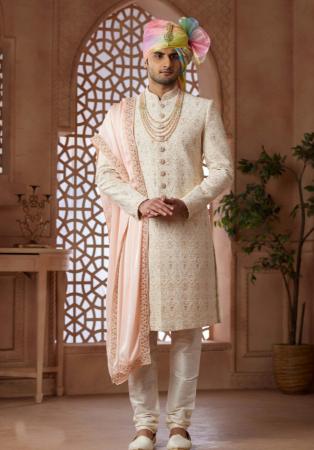 Picture of Sightly Satin Rosy Brown Sherwani