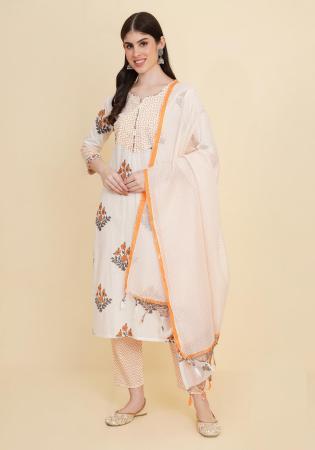 Picture of Rayon & Cotton White Readymade Salwar Kameez