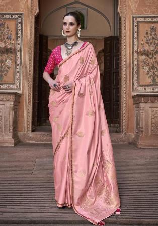 Picture of Delightful Satin & Silk Light Pink Saree